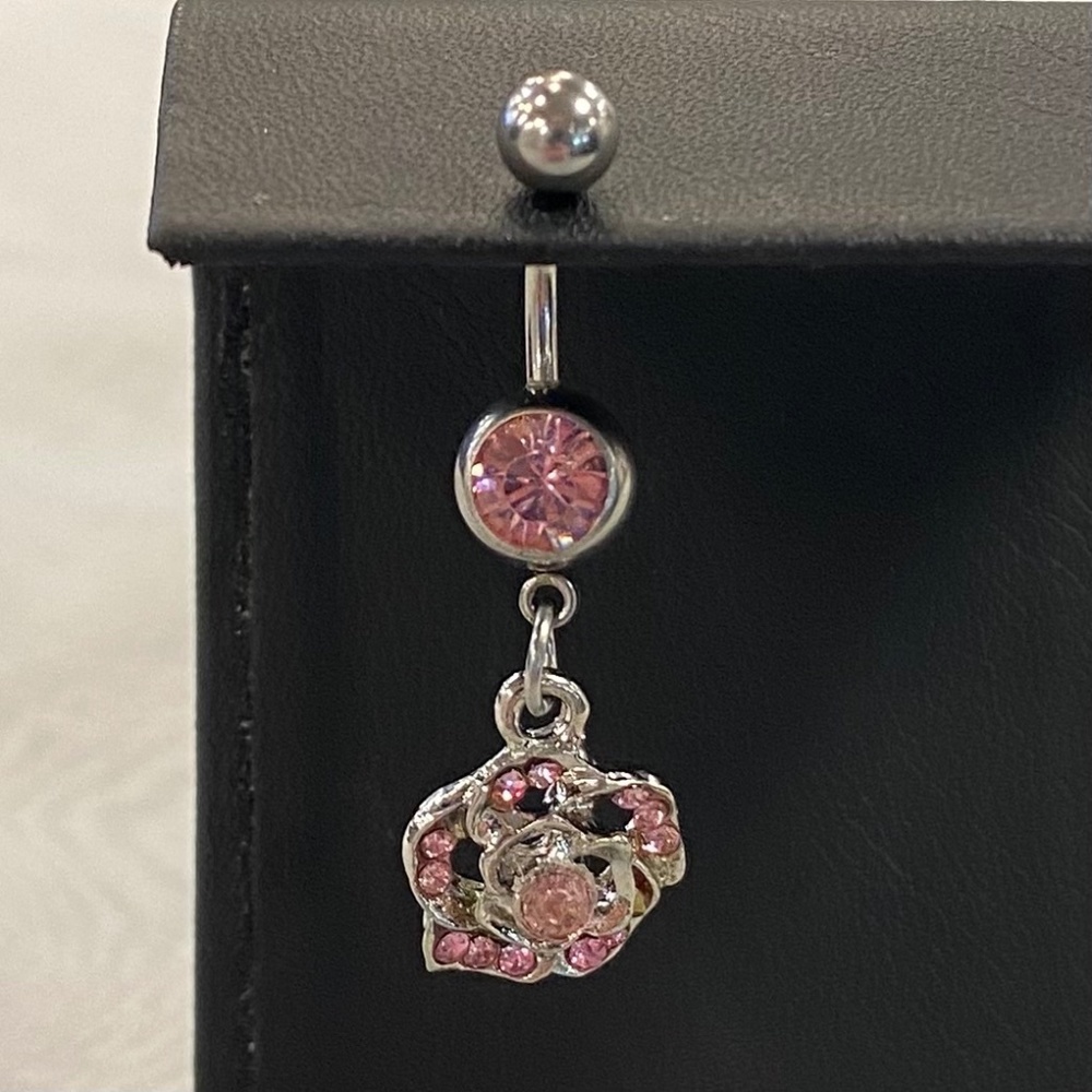 Light Pink Flower Belly Button Ring